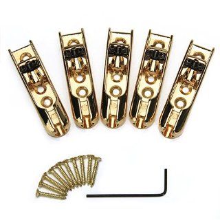 Gold Individual Bass Bridges 5 string  Comes with Adjustment Allen Key and Mounting Screws Musical Instruments