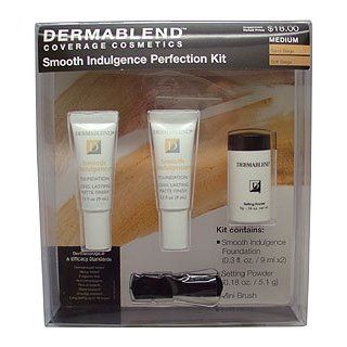 Dermablend Smooth Indulgence Perfection Kit MEDIUM SHADE COVERAGE   Contains Foundation (Sand & Soft) x 2 (.3 oz ea.) + Setting Powder .18 oz + Mini Brush  Concealers Makeup  Beauty