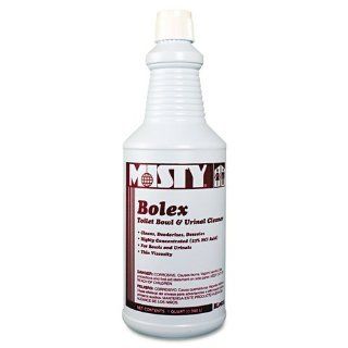 Misty Products   Misty   Bolex 23 Percent Hydrochloric Acid Bowl Cleaner, 32 oz. Bottle, 12/Carton   Sold As 1 Carton   Highly concentrated; dissolves organic encrustations, scale and stains.   Contains blend of detergent, inorganic acid, wetting agents an