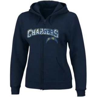 San Diego Chargers Ladies Navy Blue Football Classic II Full Zip Hoodie Sweatshirt