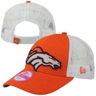 New Era Denver Broncos 9FORTY Ladies Sequin Shimmer Adjustable Hat   Orange/White