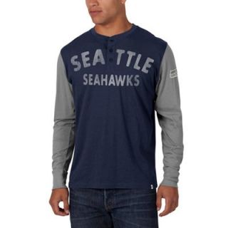 47 Brand Seattle Seahawks Homefield Henley Long Sleeve T Shirt   College Navy/Gray