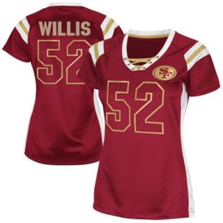 Patrick Willis San Francisco 49ers Womens Draft Him Shimmer V Neck T Shirt   Scarlet