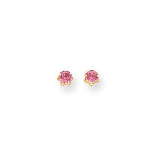 14k Madi K 4mm Synthetic Pink Tourmaline (oct) Screwback Earrings, Best Quality Free Gift Box Satisfaction Guaranteed Jewelry