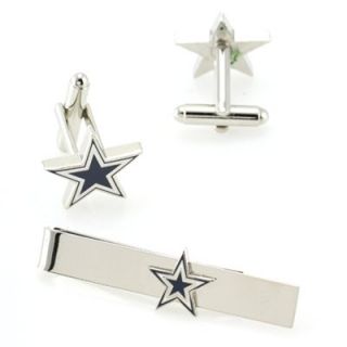 Dallas Cowboys Silvertone Team Logo Tie Clip & Cufflinks Set