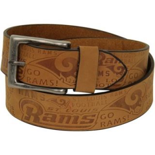 St. Louis Rams Crazy Horse Embossed Slogan Leather Belt   Brown