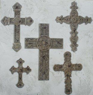 Set of 5 Wall Decor Christian Crosses   Verdi   5 Different Sizes   Impeccable Detail   Decorative Plaques