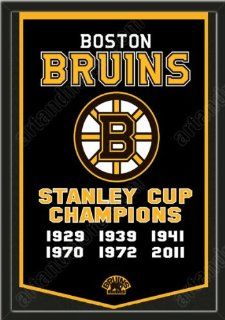 Dynasty Banner Of Boston Bruins Framed Awesome & Beautiful Must For A Championship Team Fan Most NHL Team Dynasty Banners Available Plz Go Through Description & Mention In Gift Message If Need A different Team   Sports Fan Wall Banners