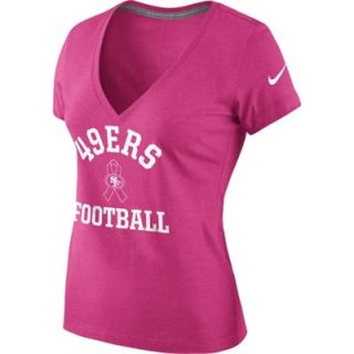 Nike San Francisco 49ers Ladies BCA Tri Blend V Neck T Shirt   Pink