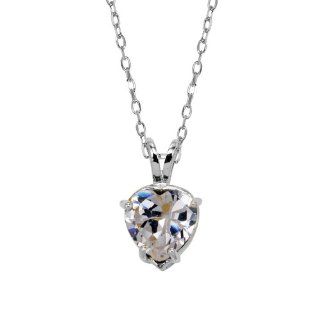 Sterling Silver 2c.t.w Solitaire Pendant Authentic Diamond Color Heart Shape Solitaire Diamond Necklace Jewelry