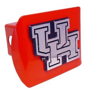 University of Houston Cougars "Red with Chrome UH Emblem" NCAA College Sports Steel Trailer Hitch Cover Fits 2 Inch Auto Car Truck Receiver Automotive