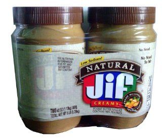 Jif Natural Creamy Low Sodium Peanut Butter Two 40oz. Jars  Grocery & Gourmet Food