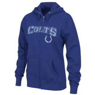 Indianapolis Colts Ladies Royal Blue Classic Football II Distressed Full Zip Hoodie Sweatshirt