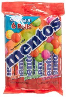Mentos Assorted Fruit Candy, 6 Roll Packages (Pack of 12)  Grocery & Gourmet Food