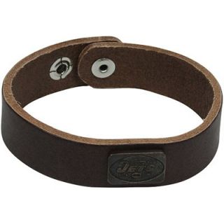 New York Jets Square Antiqued Logo Leather Cuff Bracelet   Brown