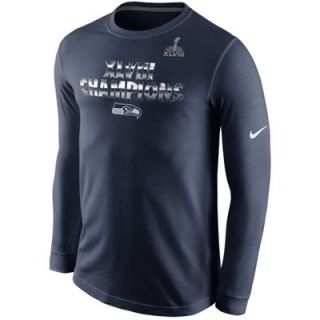 Nike Seattle Seahawks Super Bowl XLVIII Champions Celebration Long Sleeve T Shirt   College Navy