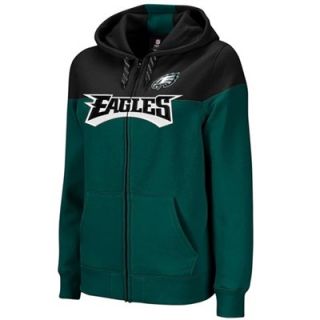 Reebok Philadelphia Eagles Ladies Midnight Green Black Football Full Zip Hoodie Sweatshirt