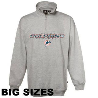 Miami Dolphins Ash Team Icon Big Sizes Quarter Zip Pullover Fleece Sweatshirt
