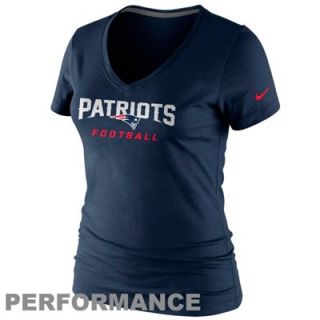 Nike New England Patriots Ladies 2013 Wordmark Collection Legend V Neck Performance T Shirt   Navy Blue