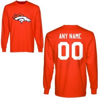 Denver Broncos Custom Any Name & Number Long Sleeve T Shirt   Orange