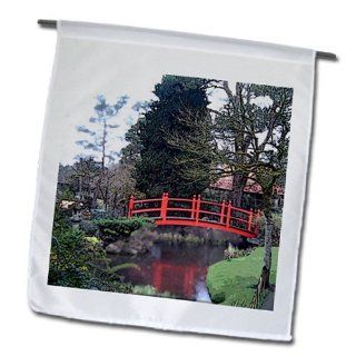 fl_44105_1 Jos Fauxtographee Realistic   A Japanese Garden With a Red Bridge in Ireland Finished in two Different Textures   Flags   12 x 18 inch Garden Flag  Outdoor Flags  Patio, Lawn & Garden