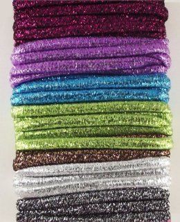 Offray Pony O's Ponytail Elastic Bands, Glitter Rainbow, 7 Different Colors, Set of 120 Elastic Ponytail Bands 