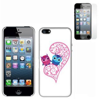 Hard Plastic Snap on Cover Fits Apple iPhone 5 5S Pink Blue Love Owl Shield + LCD Screen Protective Film AT&T, Cricket, Sprint, Verizon (does NOT fit Apple iPhone or iPhone 3G/3GS or iPhone 4/4S or iPhone 5C) Cell Phones & Accessories