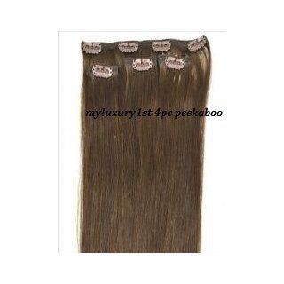 3 Piece Peek a Boo Streaks + 1 Eight Inch Wide Medium Brown Slice Clip in Hair Extension Highlights  Other Products  