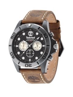 Timberland Northfield Black Multi Dial and Brown Leather Strap Mens Watch