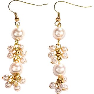 Alexa Starr Cream Colored Linear Cluster Pearl Earrings With Gold