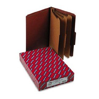 Smead Pressboard Classification Folders, Self Tab, Legal, Eight Section, Red, 10/Box (SMD19092)   Top Tab Classification Folders
