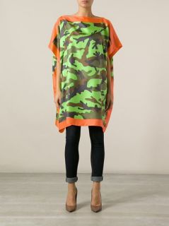 Valentino Camouflage Print Draped Dress