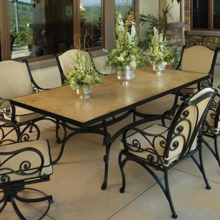 O.W. Lee Ashbury 42 x 84 in. Stone Top Patio Dining Table   Patio Tables