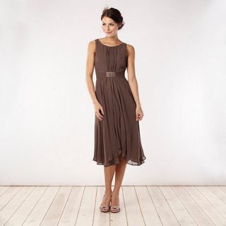 Debut Light brown embellished empire line party dress