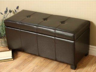 Ariel Dark Brown Faux Leather Upholstered Storage Bench, Flexible to Fit Into Living Room, Dining Room, Entryway, Hall, Hallway, Study or Den, Home Office   Everywhere Storage Benches Are Needed  