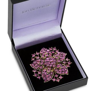 Jon Richard Crystal embellished purple flower brooch
