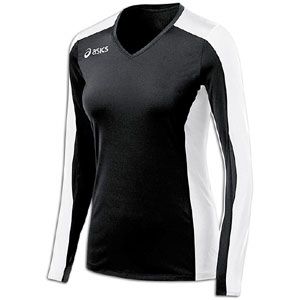 ASICS� Roll Shot Long Sleeve Jersey   Womens   Volleyball   Clothing   Black/White