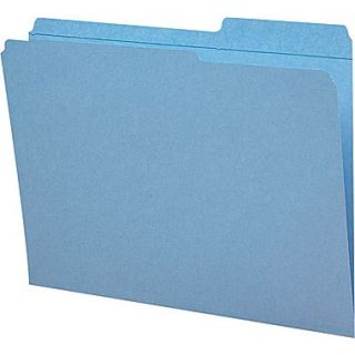 Guide Height Colored Reinforced File Folders, Letter, Blue, 100/Box