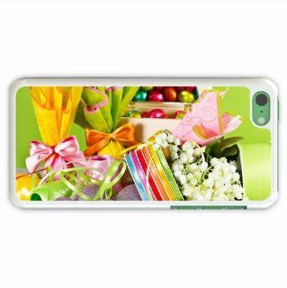 Custom Made Iphone 5C Holidays Pascha Eggs Ribbons Lilys Of The Valley Flowers Box Mirror Of Unique Gift White Cellphone Shell For Everyone Cell Phones & Accessories