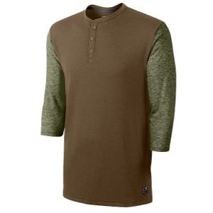 Nike Dri Fit Blend 3/4 Sleeve Henley   Mens   Casual   Clothing   Military Brown/Legion Green