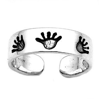 Sterling Silver High Five Hands Toe Ring NakedJewelryLA Jewelry
