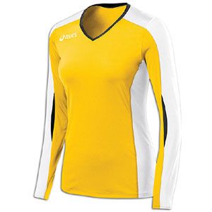 ASICS� Roll Shot Long Sleeve Jersey   Womens   Volleyball   Clothing   Gold/White