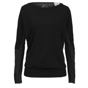Nike Dri Fit Knit Epic Longsleeve Crew   Womens   Training   Clothing   Black/White/Cool Grey