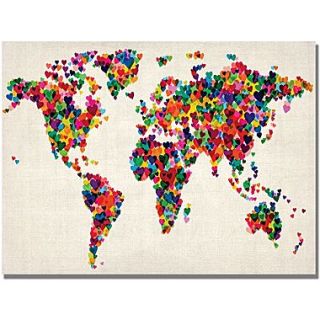 Trademark Global Michael Tompsett Hearts World Map Canvas Arts