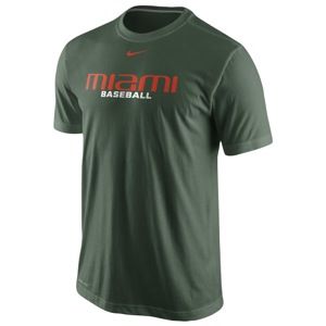 Nike College Baseball DF Cotton Practice T Shirt   Mens   Baseball   Clothing   Miami (Fla.) Hurricanes   Green