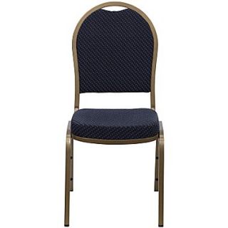 Flash Furniture HERCULES Series Dome Back Stacking Banquet Chair with Navy Patterned Fabric and Gold Frame Finish, 40/Pack