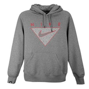 Nike Graphic Hoodie   Mens   Casual   Clothing   Dark Grey Heather/Red/White