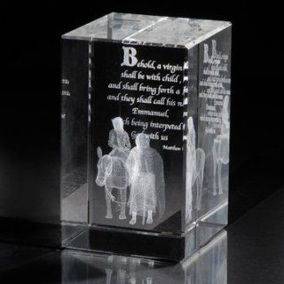 Shop LDS Journey to Bethlehem 50 x 50 x 80mm Crystal Cube   Christmas Home Decor   "Behold a virgin shall be with child, and shall bring forth a son, and they shall call his name Emanuel, which being interpreted is, God with us." at the  Home Dc