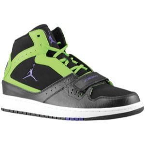 Jordan 1 Flight Strap   Mens   Basketball   Shoes   Black/Court Purple/Flash Lime