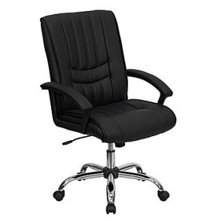 Flash Furniture Mid Back Leather Managers Chair, Black